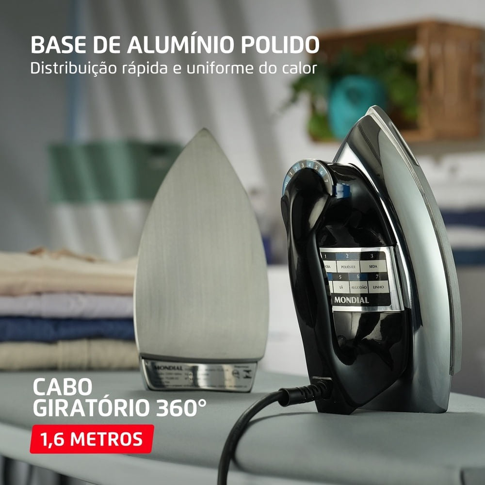 Ferro de Passa Roupa a Seco FS-01-BI Mondial 1250W Ferro de Passa Roupa a Seco FS-01-BI Mondial 1250W
